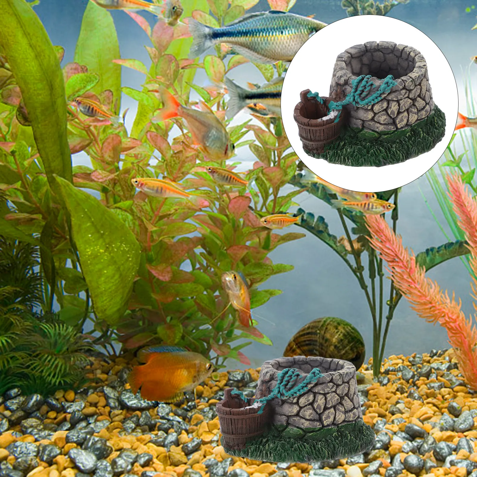 Aquarium Fish Bridge - บ่อน้ำและสะพานเรซินขนาดเล็กสำหรับตกแต่งสวนจิ๋ว ตู้ปลา ภูมิทัศน์ เทอร์ราเรียม ของตกแต่งมอสส์ สำหรับปลาเบต้า