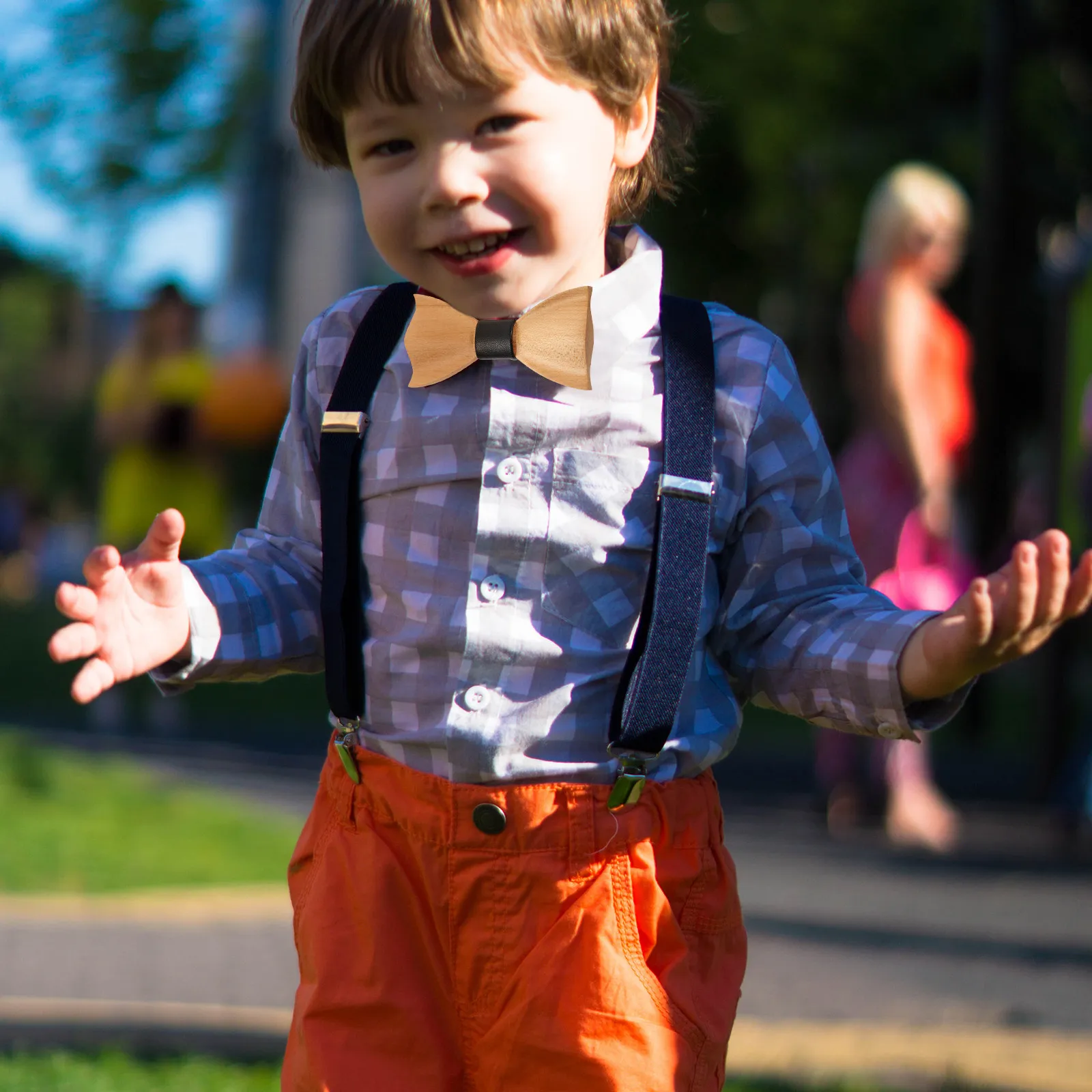 

1Pcs Kids Bow Tie Wooden Design Dress Bowtie Festival Party Clothes Accessory Children Suit Decoration Formal Occasion