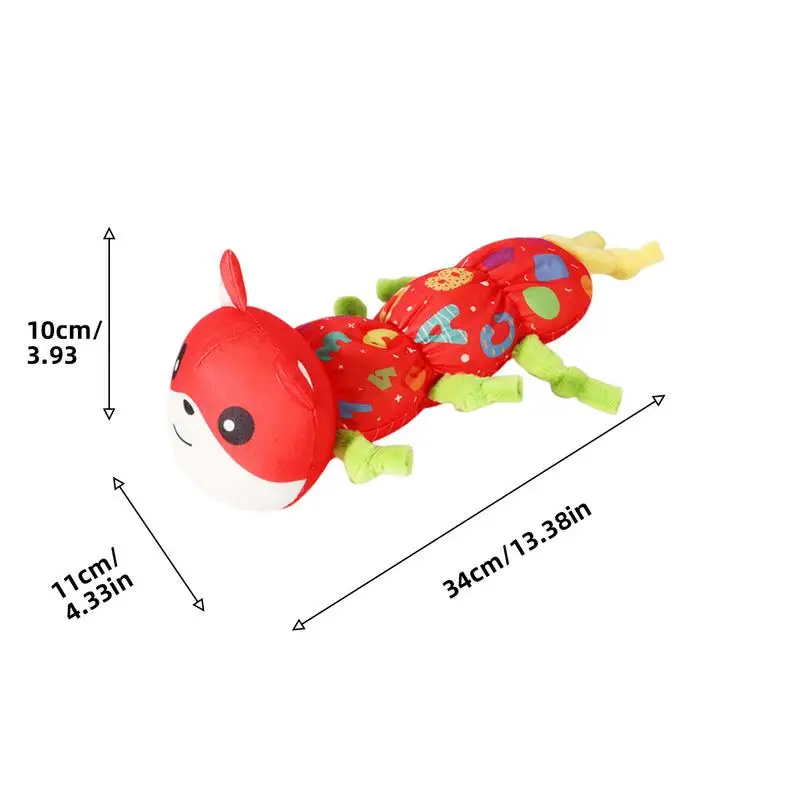 早期学習のためのCaterpillartoy、しわのあるサウンドペーパー、柔らかい感覚のおもちゃ、ぬいぐるみ、赤ちゃんのための明るく鮮やかな色のマルチテクスチャガラガラ