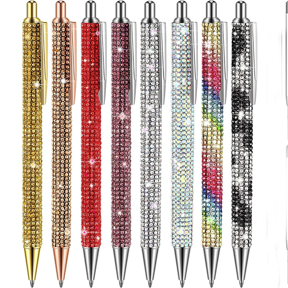 Rhinestone Bling Metal Ballpoint Pens Black Ink Gift Pens Diamond Big Crystal Bling Pen For Bridesmaid Women Girl Classmates