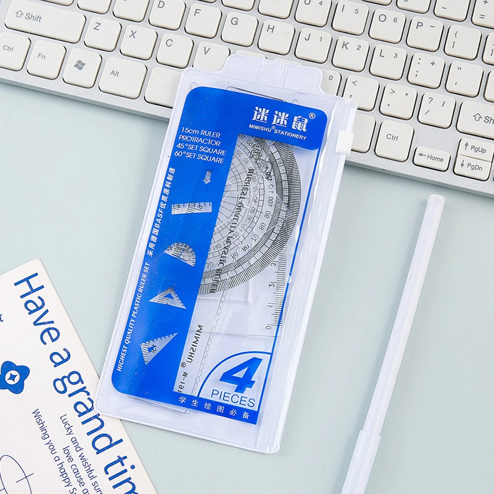 Ruler Set Transparent - Transparentes Kunststoff-Lineal-Set zum Lernen, Skalenmarkieren, Büro-Messband,