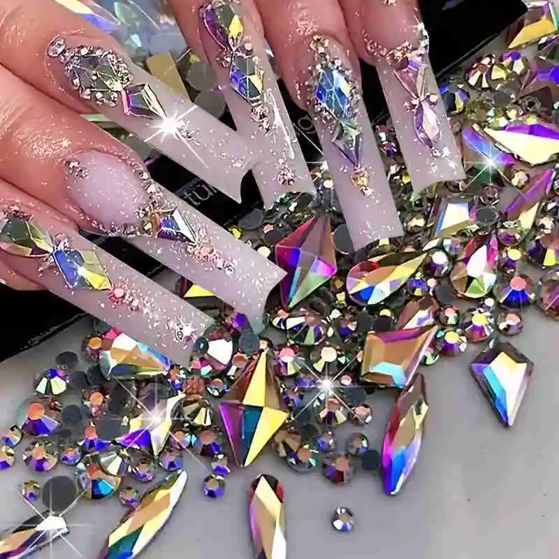 150Pcs Round Flatback Glass Rhinestones Plus 20Pcs Odd Shaped Jewelry DIY Design Making Beads Beauty Decorations For Nail Art