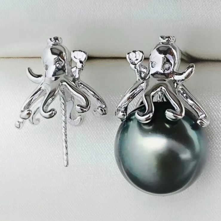 

Оптовая продажа, серьги из стерлингового серебра 925 пробы, фурнитура для крепления, базовые монтажные детали, аксессуар для жемчуга 11-12 мм