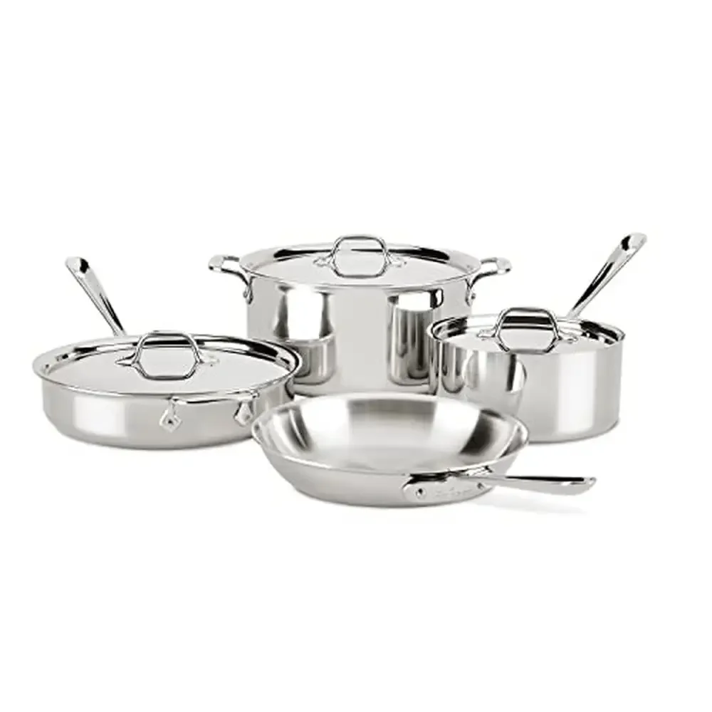 

Stainless Steel Cookware Set 7 Piece Induction Oven Safe Kitchen Pot & Pan Kit