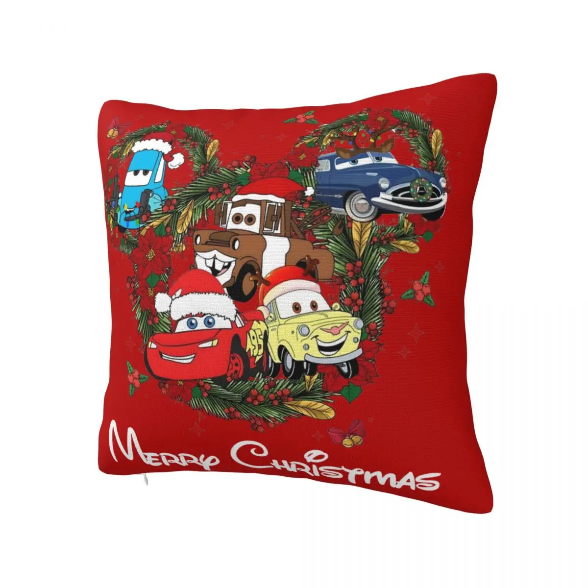 Merry Christmas Mouse Mickey Car Pillowcase Soft Polyester Cushion Cover Gift Lightning Mcqueen Pillow Case Cover Home Square