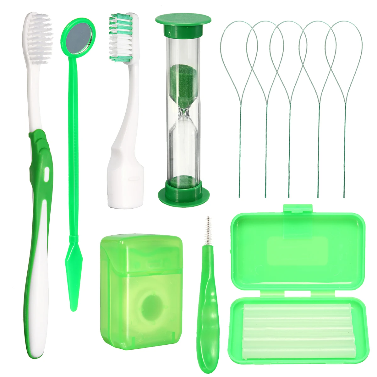Custom Portable 8 In 1 Dental Cleaning Braces Kit Mesh Carry Bag Orthodontic Care Kit Includes Timer Oral Camera