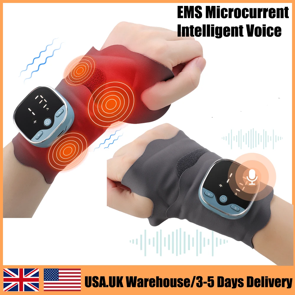 

Беспроводной браслет с горячим компрессом EMS, микротоковый нагрев, защитный пояс для запястья, массажер для рук для облегчения мышечной туннели запястья