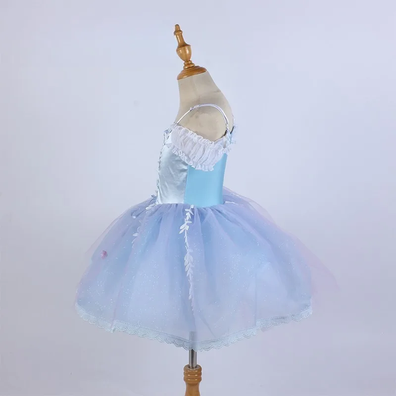 발레 스완 댄스 스커트 어린이용 신상 럭셔리 3D 플로럴 발레 튜튜 댄스웨어 소녀 우아한 발레 대회 댄스 스커트