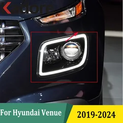 For Hyundai Venue 2019 2020-2024 Chrome Front Head Light Lamp Cover Trim Headlight Eyebrow Strips Car-styling Accessories