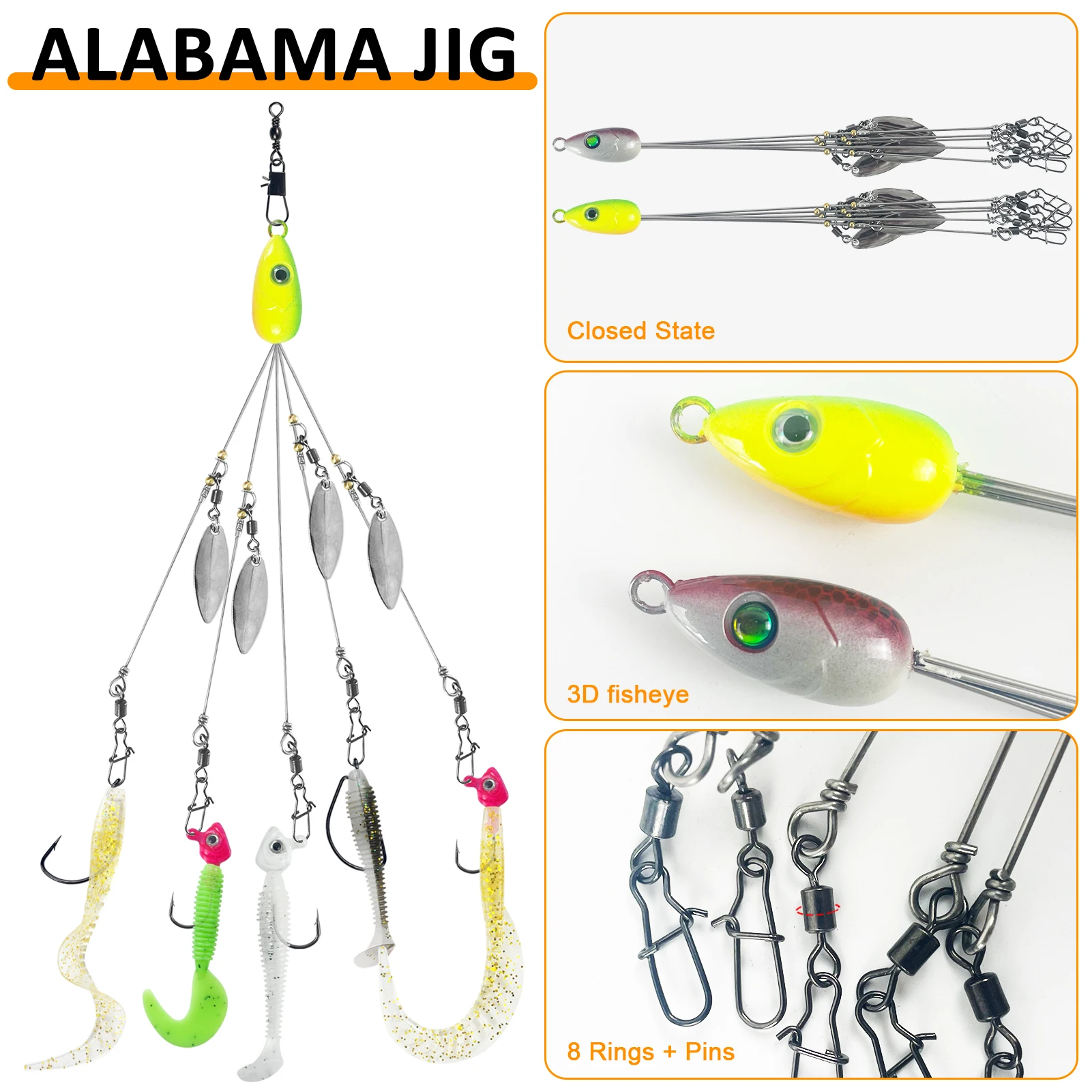 FREE FISHER Aparejo Alabama para señuelos blandos brazos - imagen 2