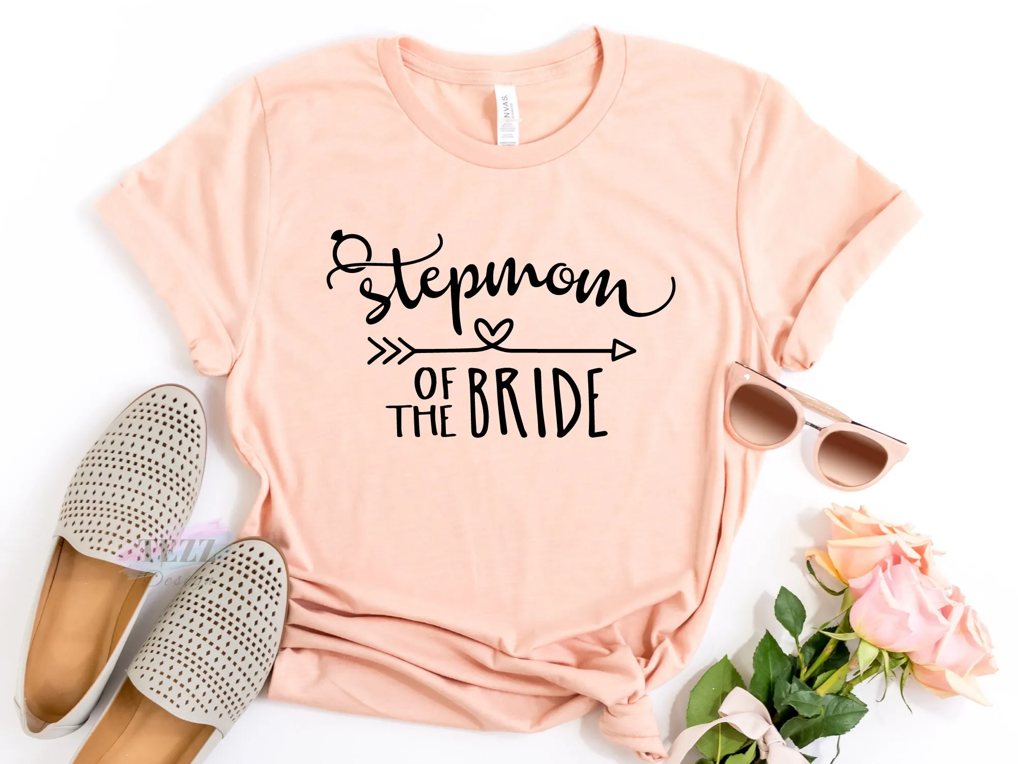 Stepmom Of The Bride T Shirt Bachelorette Party Bridesmaid Bridal Shower Matching