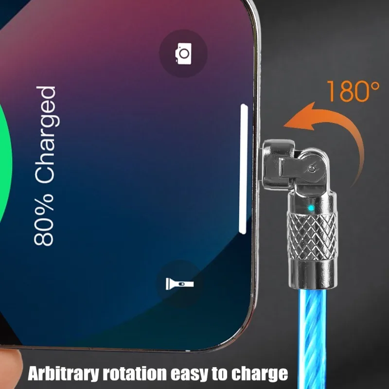 Glowing LED Light Mobile Phone Charger Cables USB To Type C 120W 6A Fast Charging Charge Cord for Samsung Xiaomi Data Wire