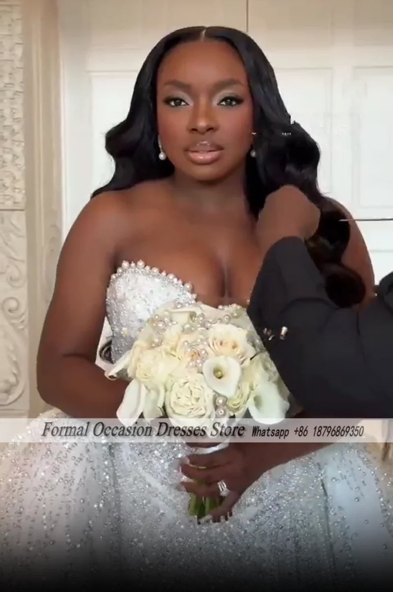 Luxury Wedding Dresses For Women Crystal Beading Civil Bridal Gowns Removeable Train Vestidos Elegantes Customized