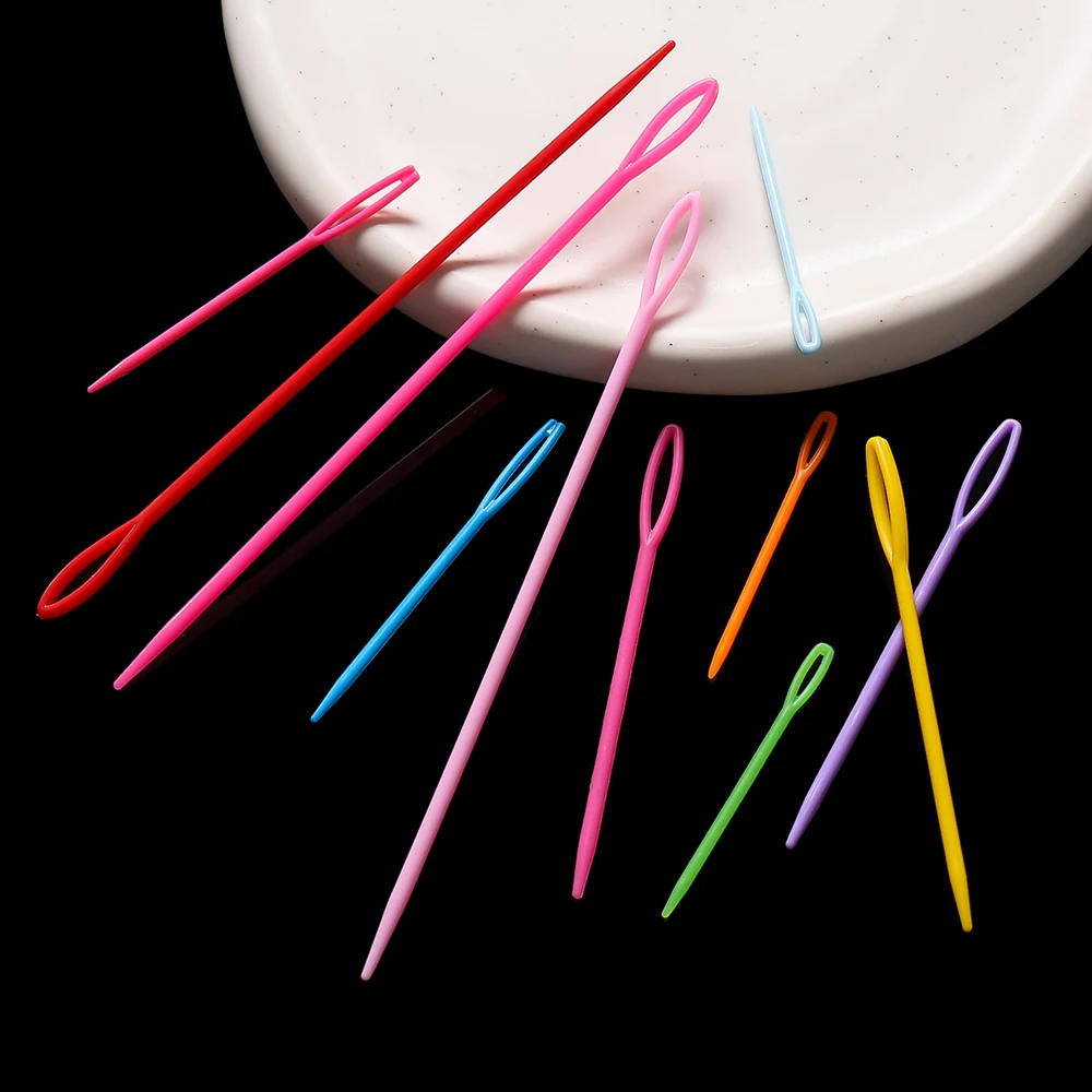 10pcs/lot Colorful Plastic Sewing Needles 5 7 9 15cm Size Colourful Large Eye Crochet Needle DIY Embroidery Jewelry Tools