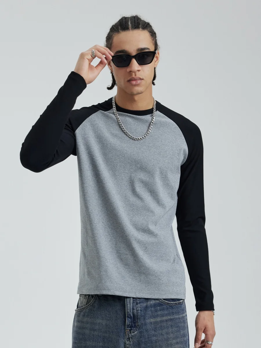 

Мужская футболка SlowGang American Style с длинным рукавом, цветными блоками, плотная, эластичная, приталенная, с круглым вырезом, базовая, осенняя