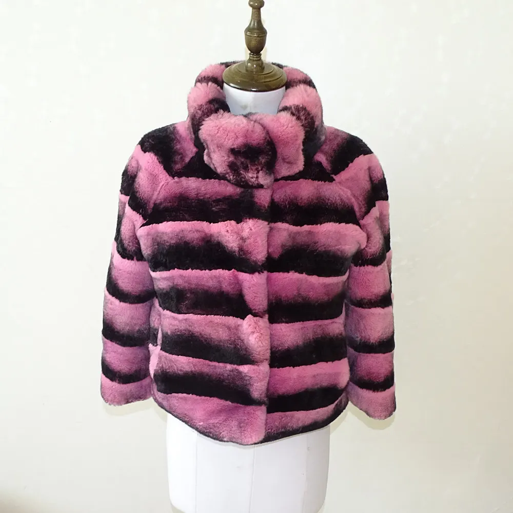 women winter chinchilla rex rabbit fur coat women Natural rabbit fur jacket