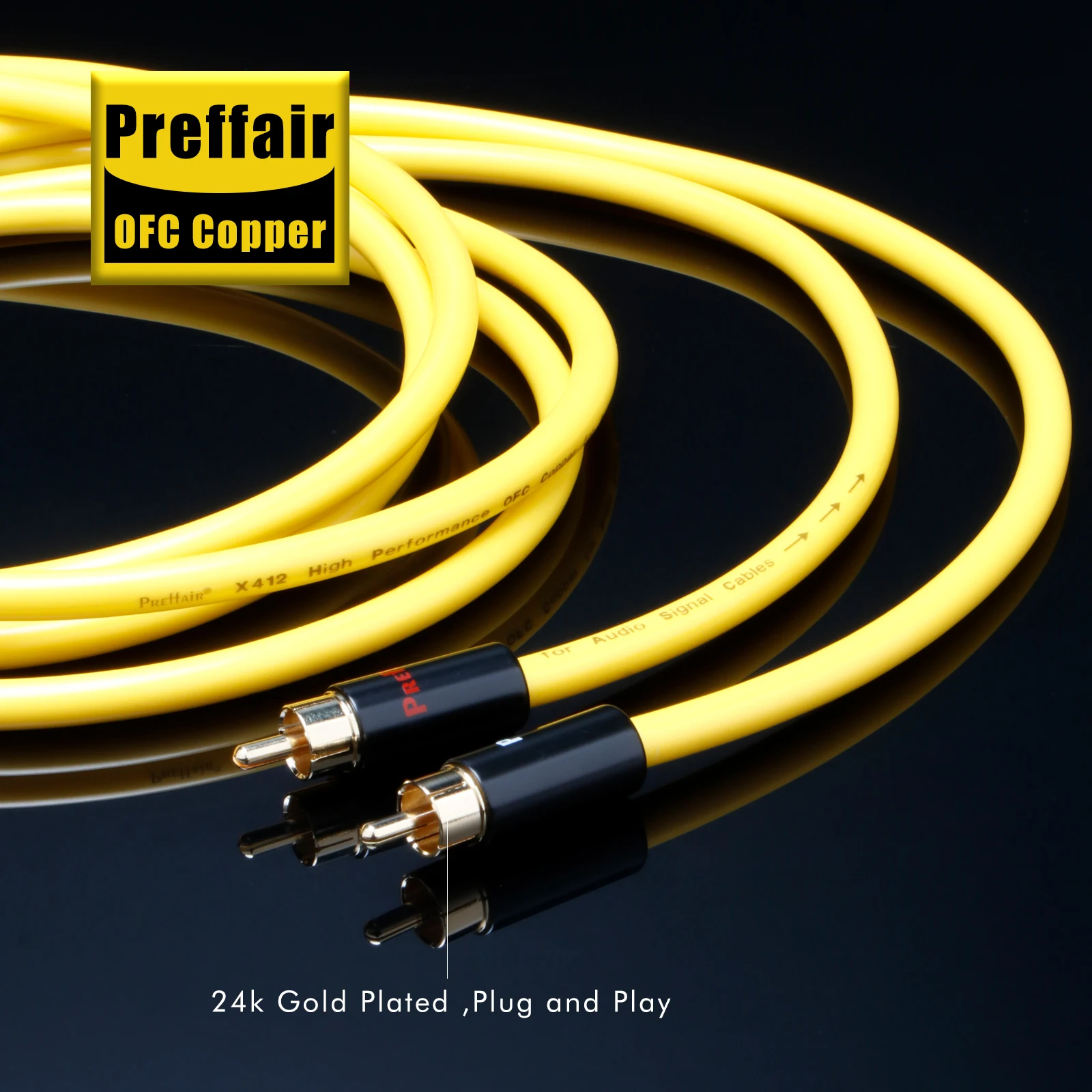 High Quality RCA Audio Cable OFC Copper HIFI RCA Audio Interconnect Cable with Gold plated RCA Plug for AMP