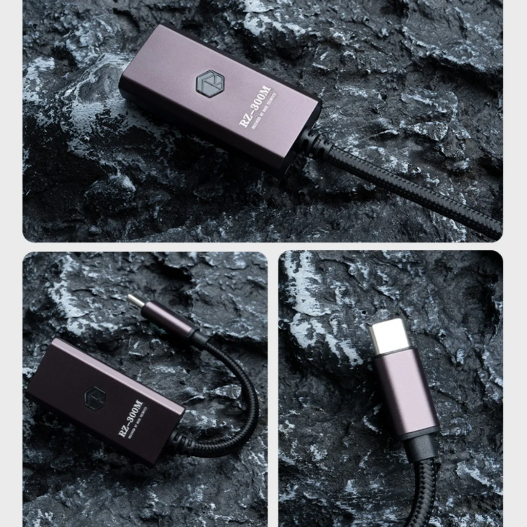 ROSESELSA RZ-300M Portable Earphone Amplifier Connection Cable Type-C to 3.5mm Headphone Adapter Customized HiFi Decoding