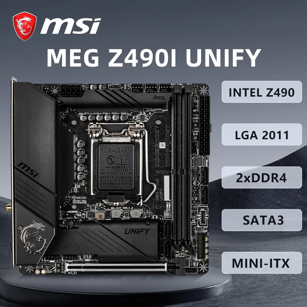 MSI MEG Z490i UNIFY Motherboard LGA 1200 Supports i9-11900KF i7-11700F 10700K i5-11600K i5-10400F CPU 2xDDR4 M.2 HDMI Mini-ITX