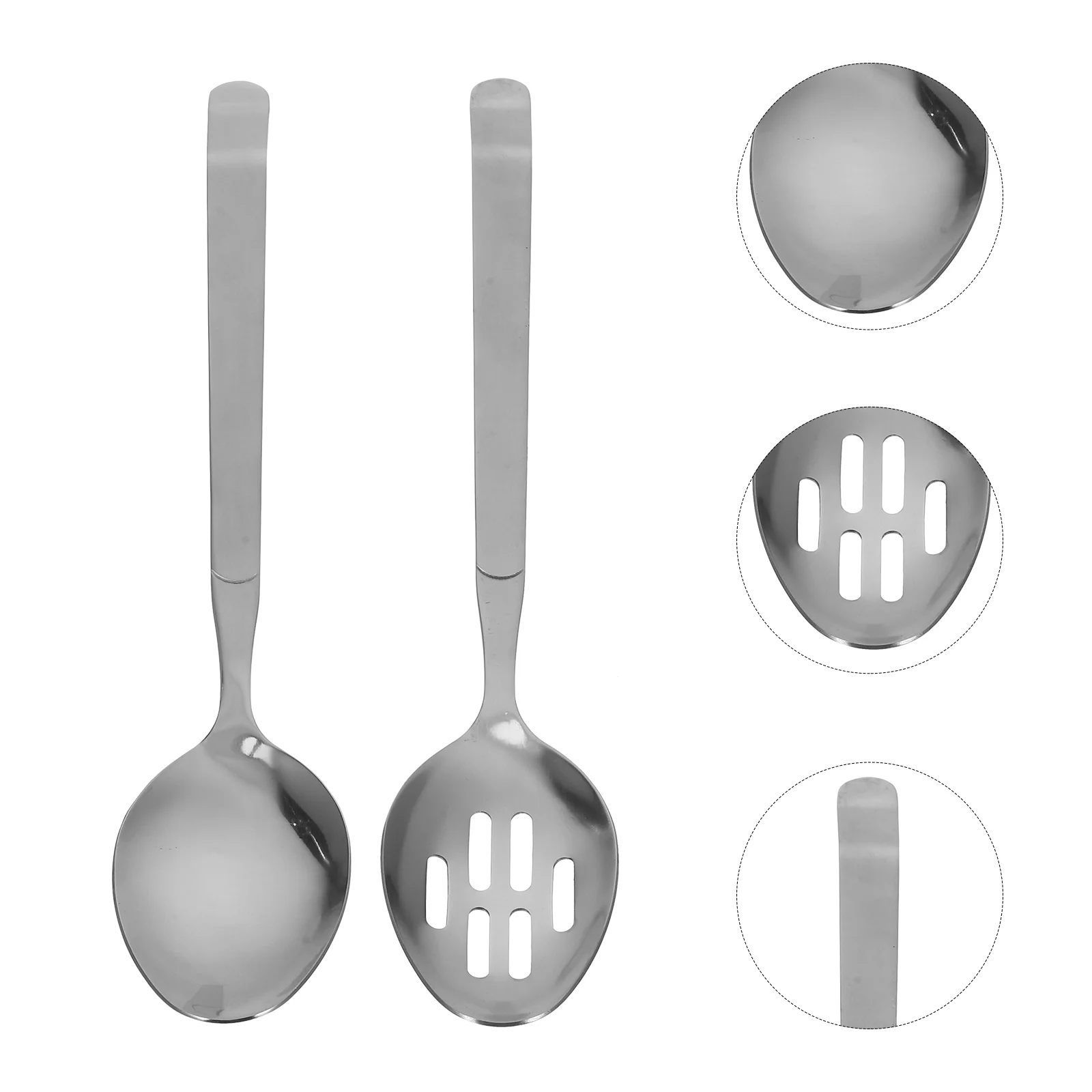 2 Pcs Stainless Steel Spoon Dinnerware Slotted Utensils Portable Serving Spoons Home Accessory Household Small