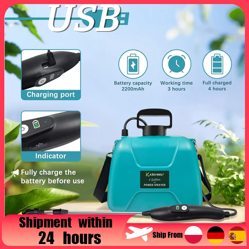 8L Schulter-Pestizidsprüher, elektrischer Rucksacksprüher, USB-wiederaufladbar, automatische Sprühflasche, 3 Modi für Gartenbewässerung