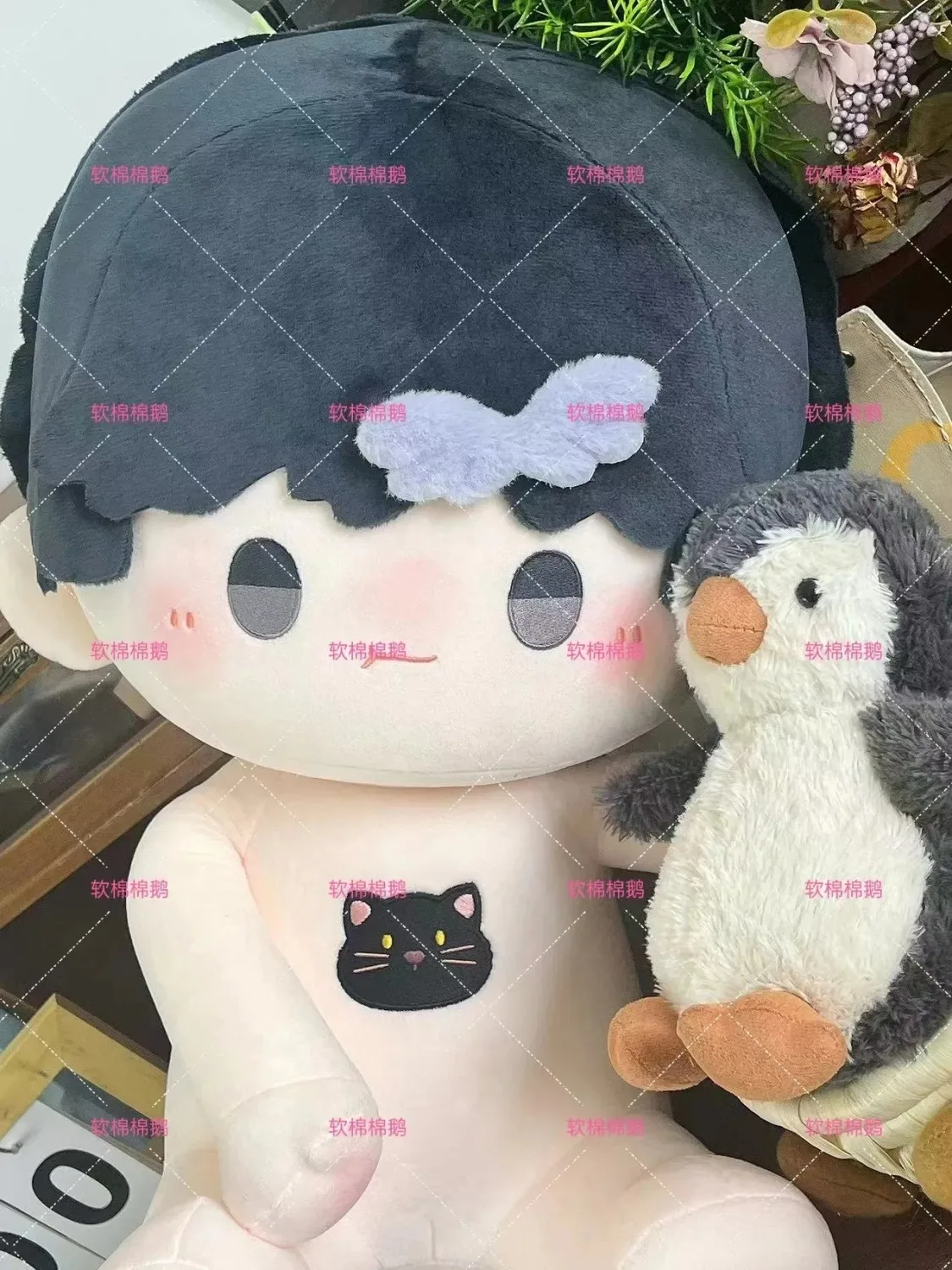 40CM Anime JinYiXuan Cosplay  Handsom Black hair  Soft  Plush Doll Body Dress Up Stuffed Sitting Posture Pillow Cushion Toys