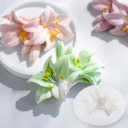 Lily Flower Silicone Mold DIY Handmade Car Fragrant Stone Aromatherapy Plaster Making Mould Fondant Decoration Candle Mold