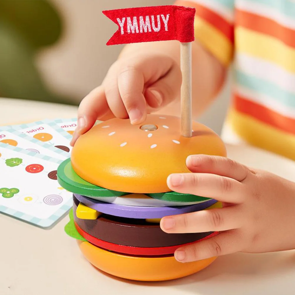 

Burger Desktop Stacking Children Fries Manual Matching Cognition for Paper Mini