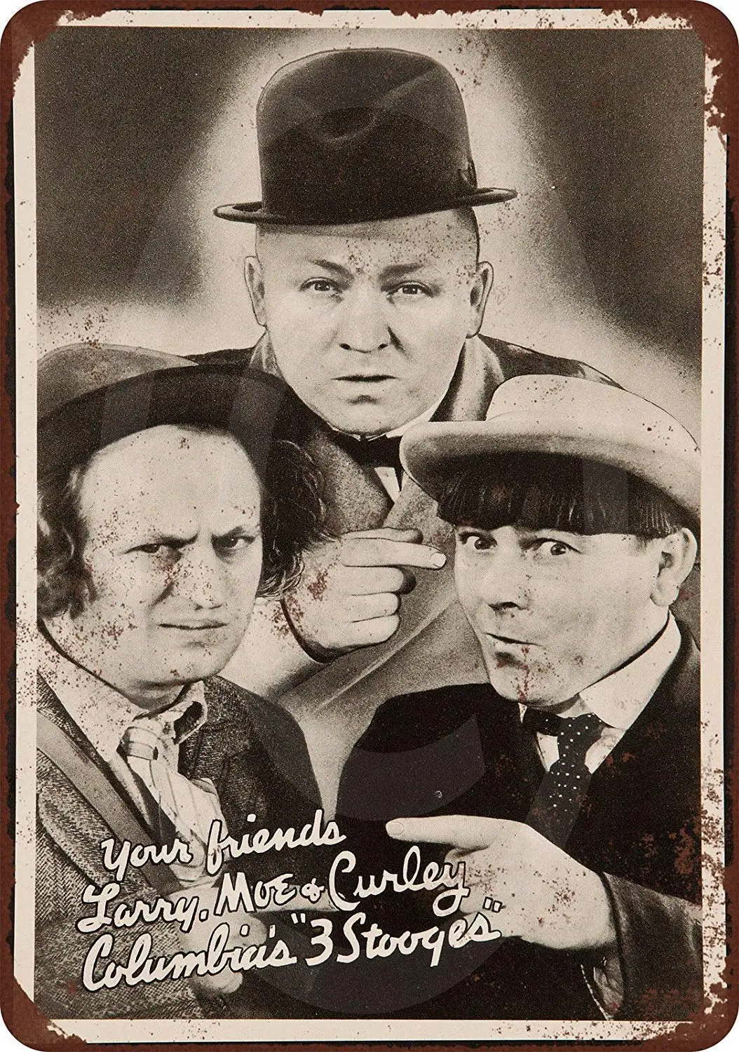 Isaric Tin Sign 1936 Three Stooges Vintage Look Reproduction Metal Sign 8 x 12