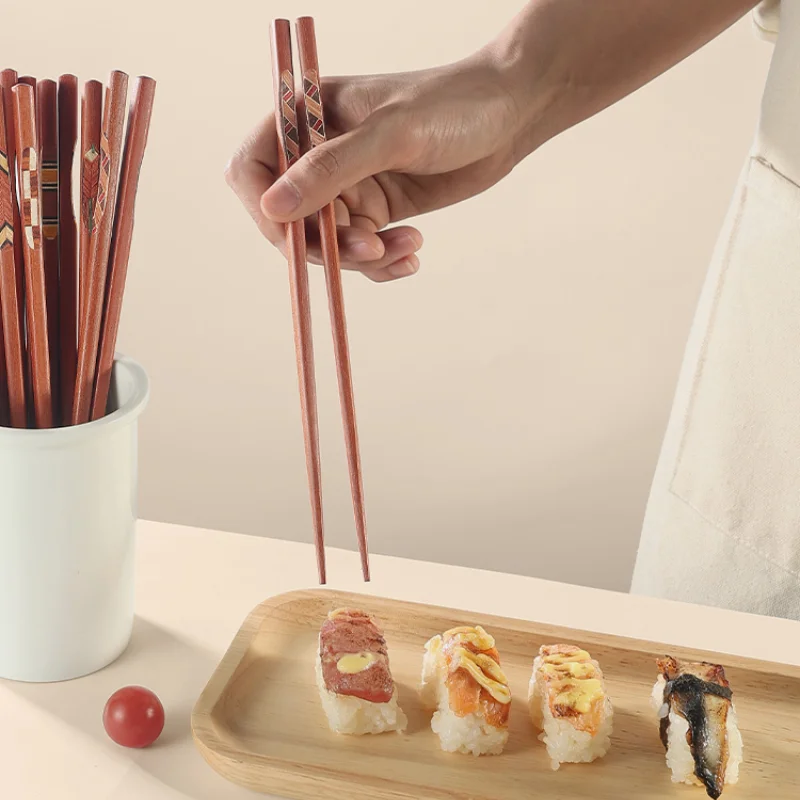 Light Luxury Sakura Wooden Chopsticks Set, Chinese Kitchen Wooden Cute Chopsticks, Japanese Kitchen Sushi Chopsticks