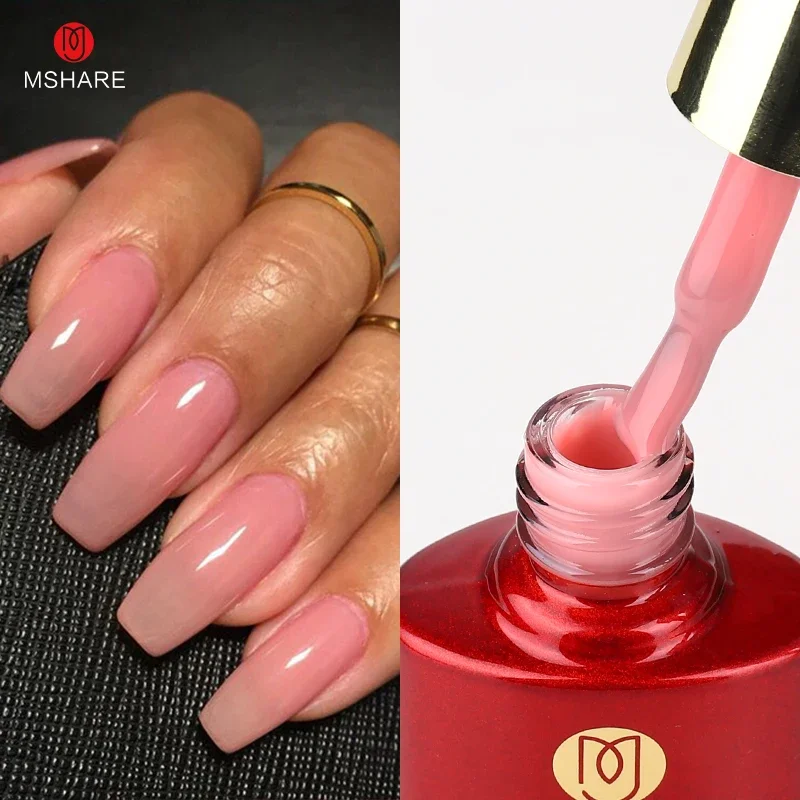 MSHARE Milk Milky White Base Gel Polish Camouflage Color Rubber Base Nail Base Coat 10 ml