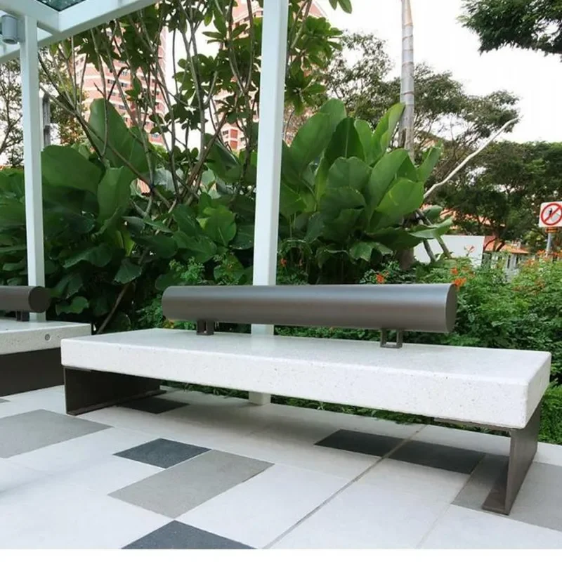 Stainless Steel Wrought Iron Outdoor Curved Bench Creative Special Shaped Park Square Chair Finished Stool for Tree Pool Side