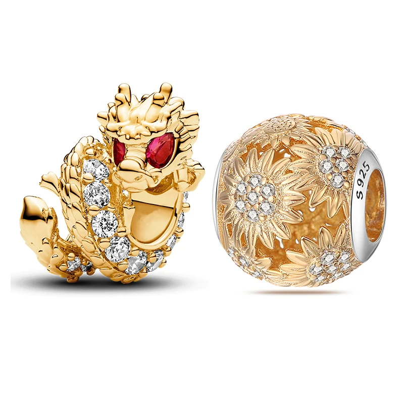

Charms 925 Silver Fits Original 3mm 925 Bracelet Womens Chinese Dragon Charms Beads Set Pendant DIY Fine Jewelry Gifts Hot Sale