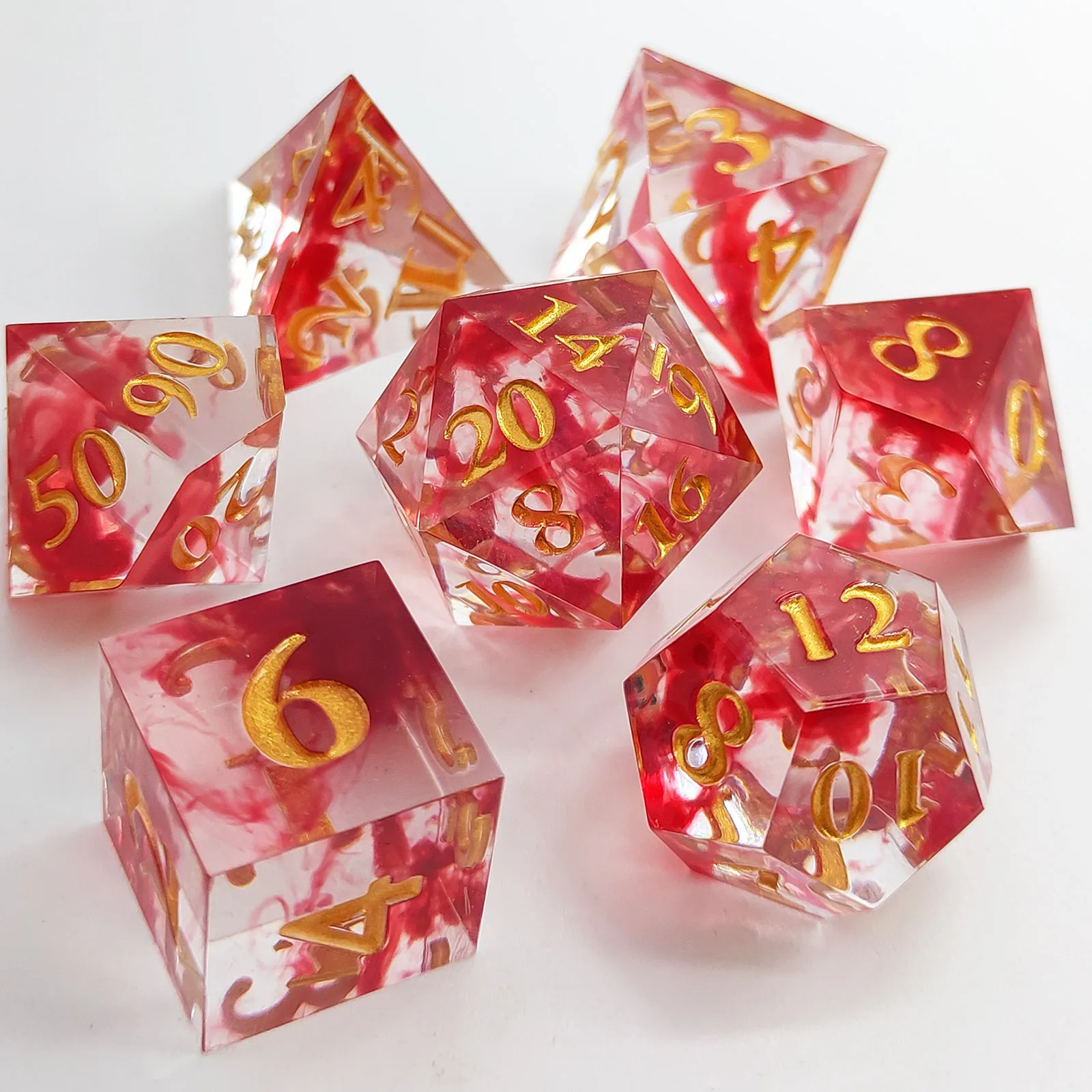 

7 шт./компл. новые кости из многогранной смолы, несколько цветов, игральные кости с острыми краями, подходят для ролевых игр, настольная игра RPG, карточная игра