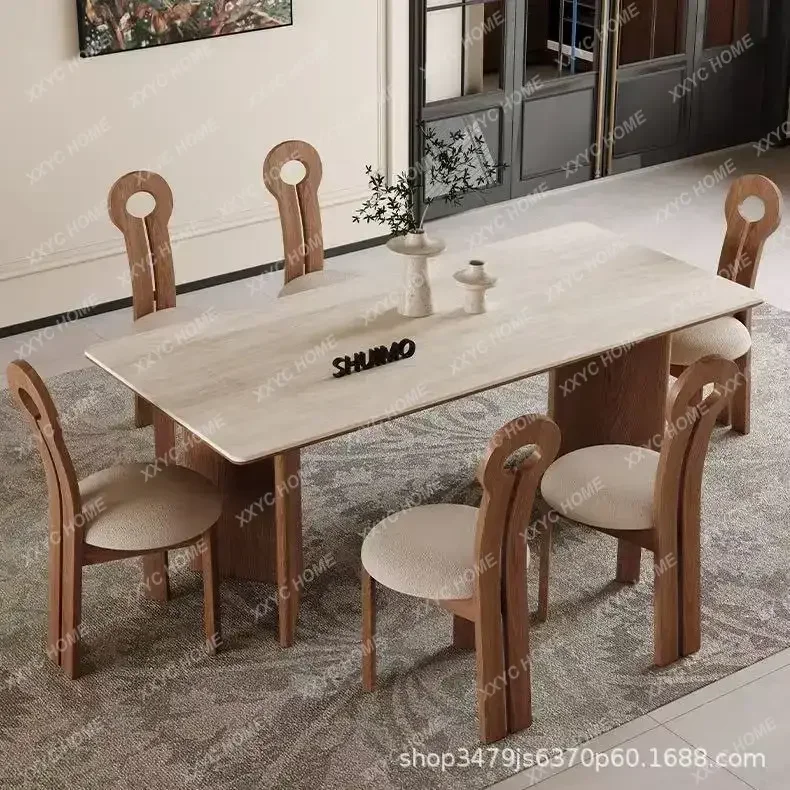 A  Retro Rock Slab Dining Tables High - End Design Dining Tables Creative Solid Wood Home Furniture Muebles