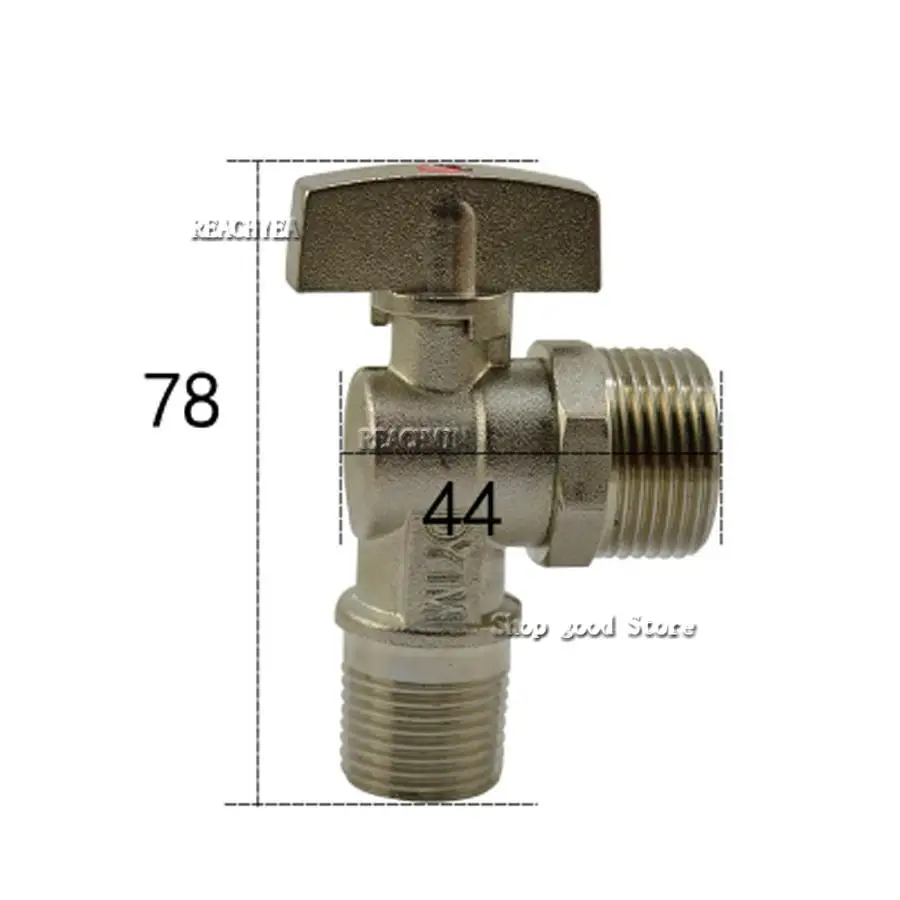 

1/2" BSP Turn 3/4" Male Ball Angle Valve Elbow 90 Degree Hole Size 9.5mm Water Gas Oil Height 78mm