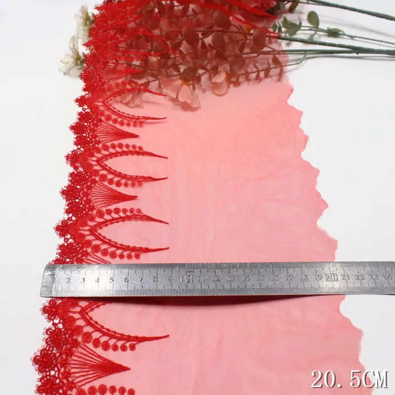 60Yards Black Red Flowers Edge Bra Lace Trim Fabrics Accessories,Mesh Embroidery Lace,Handmade Hair Accessories