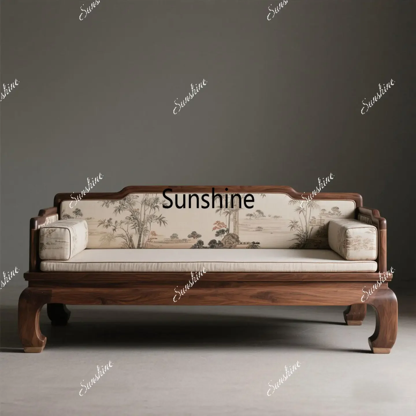 

YHigh-end Zen home living room solid wood sofa Arhat couch simple and modern