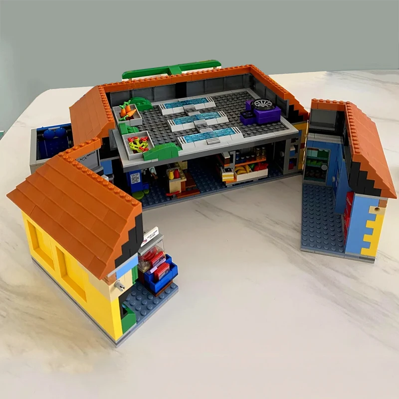 Kreatywny serial telewizyjny Simpsonowie Klocki konstrukcyjne Model supermarketu Krusty Burger Architektura Zestaw klocków Prezent dla dziecka