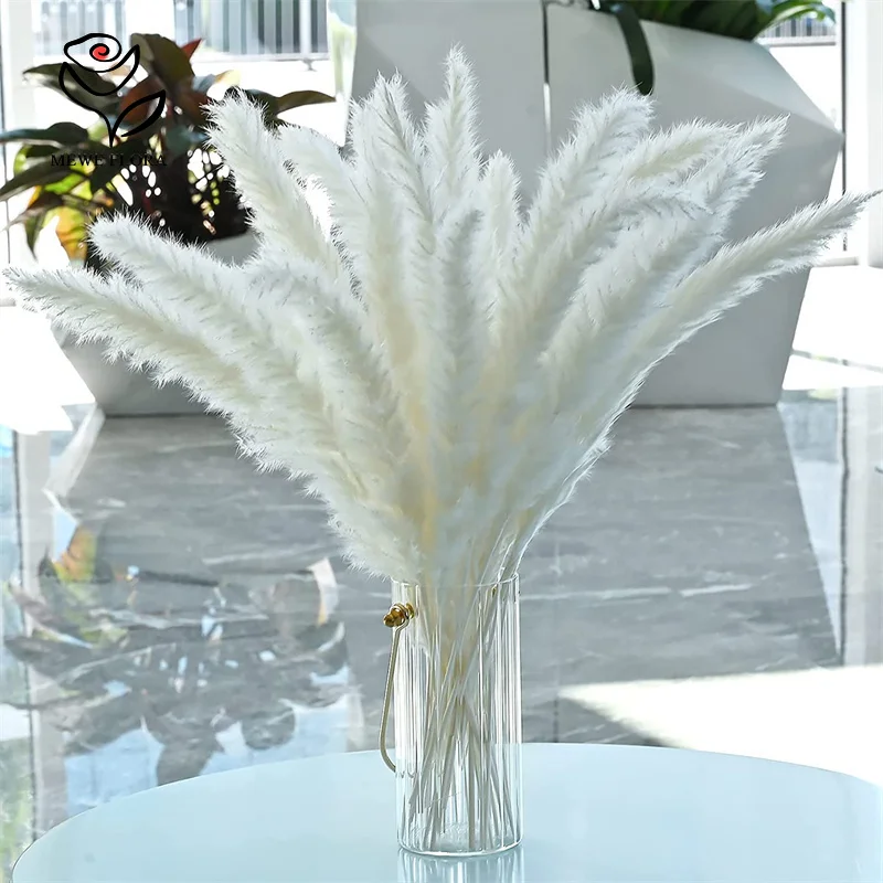 18 Stems Natural Dried Flowers Fluffy Pampas Grass Reeds Bouquet Boho Living Room Decoration Wedding Centerpiece Arrangements view 2
