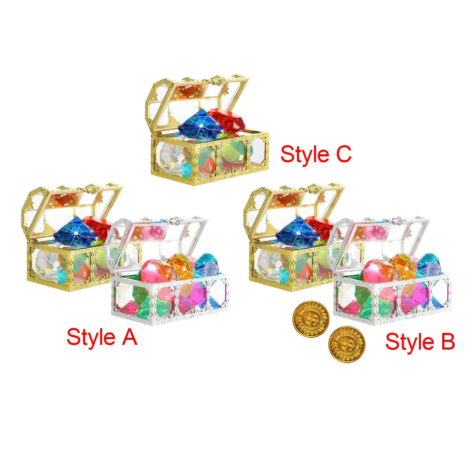 

Diving Toy Set Jewels Pirate Treasure Chest Sinking Gems Pool for Birthday Decorations Summer Boy Girl Kids