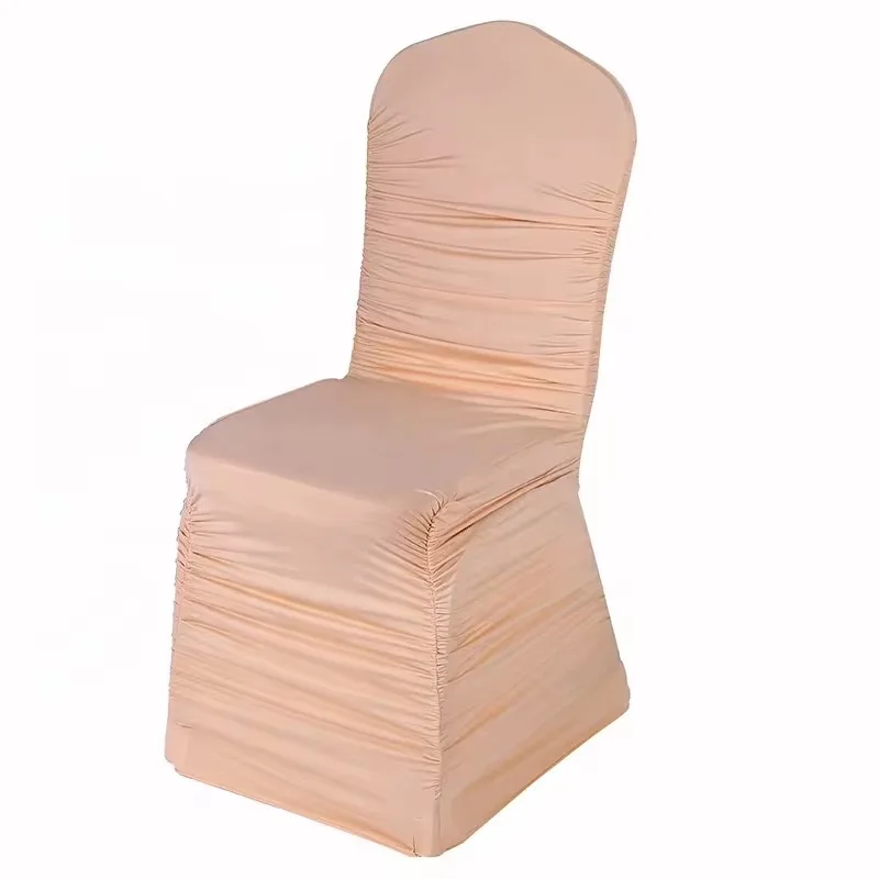 White Rouge Stretch Spandex Fitted Banquet Chair Cover Wedding Ruffled Covers Event Party Decoration