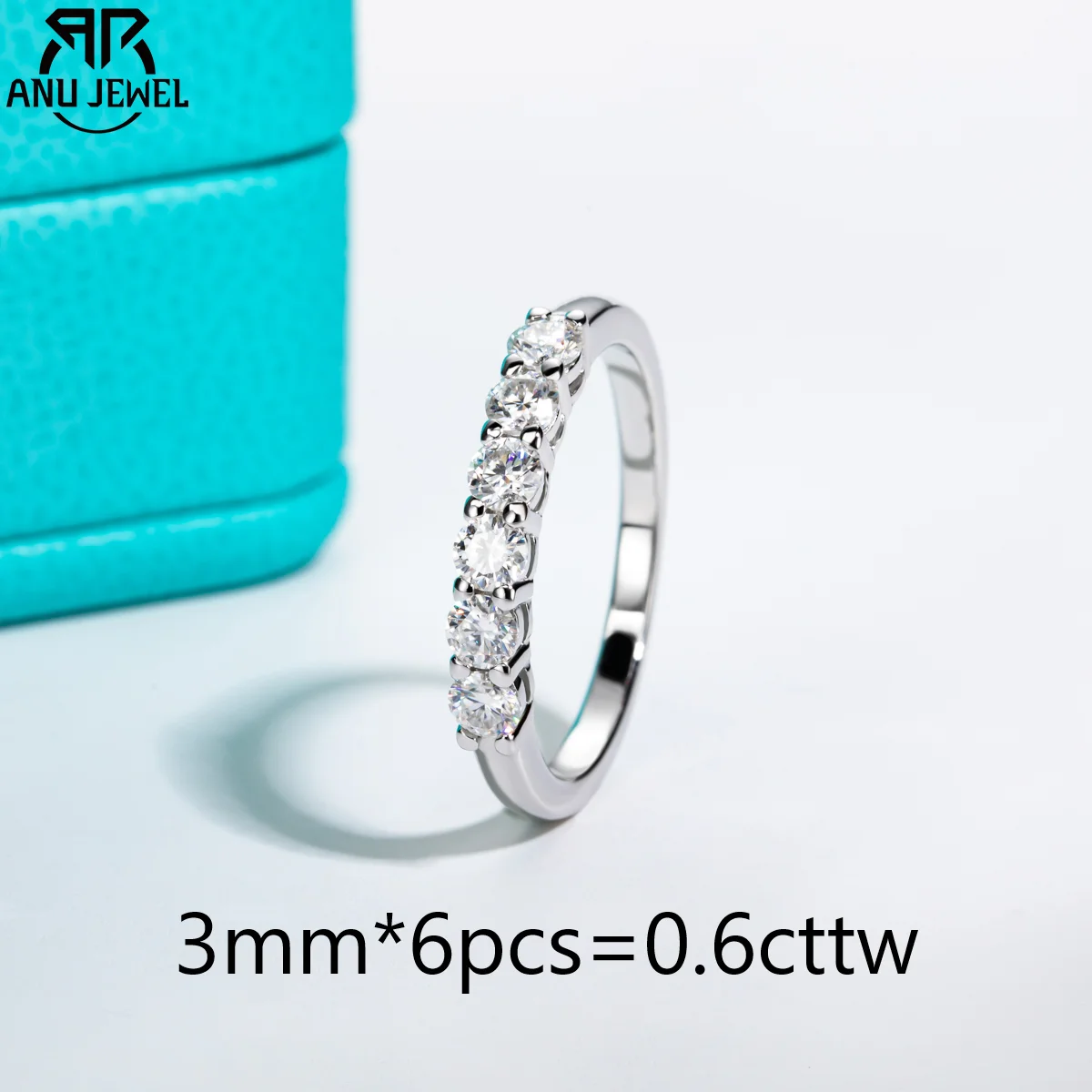 AnuJewel 3mm 0.6cttw D Color Moissanite Wedding Band Ring 925 Sterling Silver 18K Gold Plated Engagament Rings Gifts Wholesale