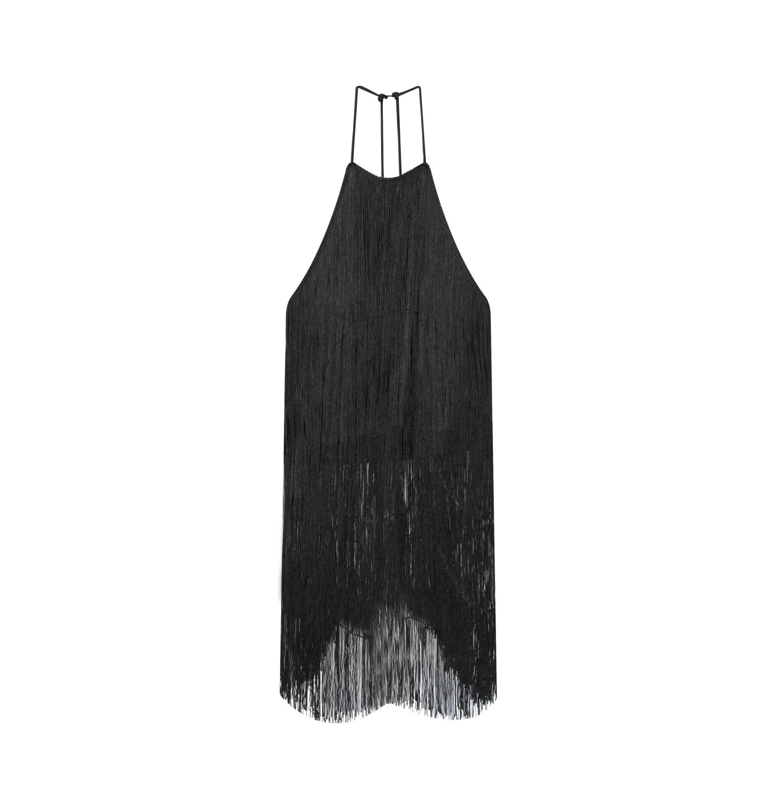 

Новый женский сексуальный бархатный топ без рукавов с открытой спиной и кисточками, свисающий воротник на шее