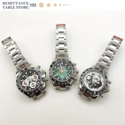 40mm Men's Quartz Watch VK63 Movement Sapphire Mirror Stainless Steel Strap Three Eyes Chronograph Watch