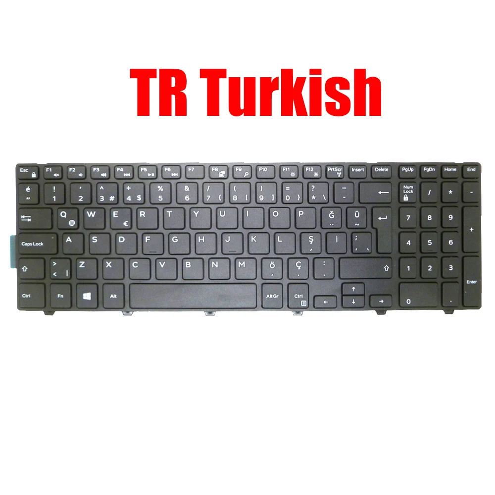 Spanish/German/Nordic/Turkish/Danish Laptop Keyboard For DELL For Inspiron 3541 3542 3543 3550 3551 3552 3555 3558 3559 Black