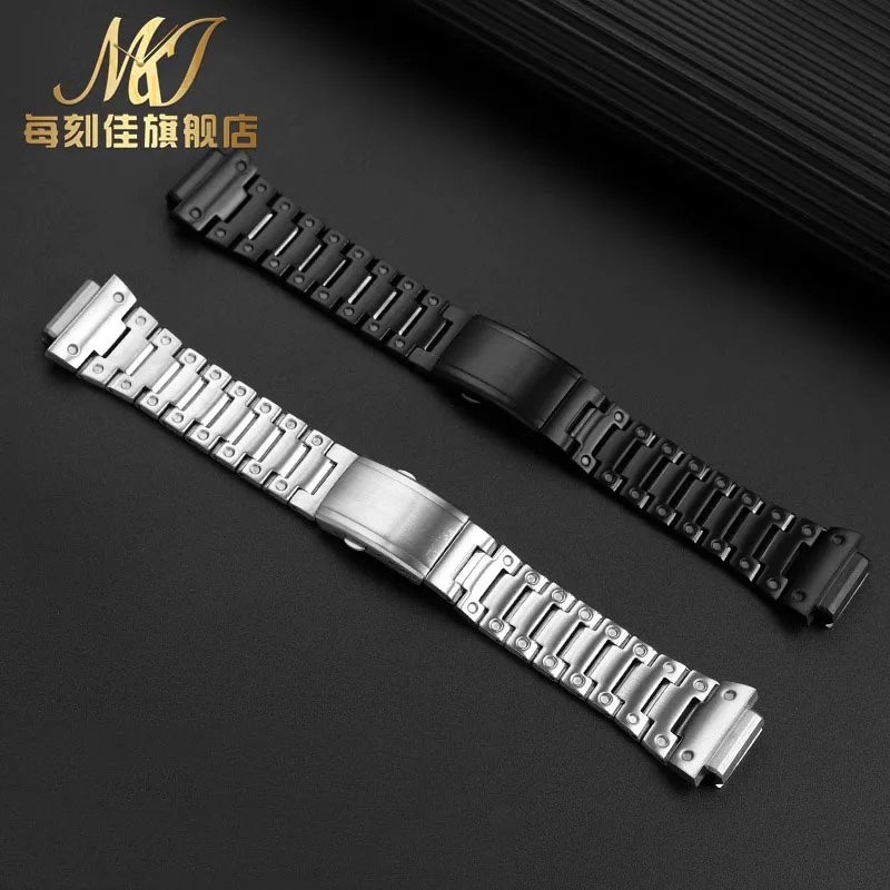 Set di cinturini per orologi in acciaio inossidabile per CASIO G-SHOCK DW-H5600 DW H5600 Bracciale con kit cassa per cinturino da uomo nero argento massiccio modificato