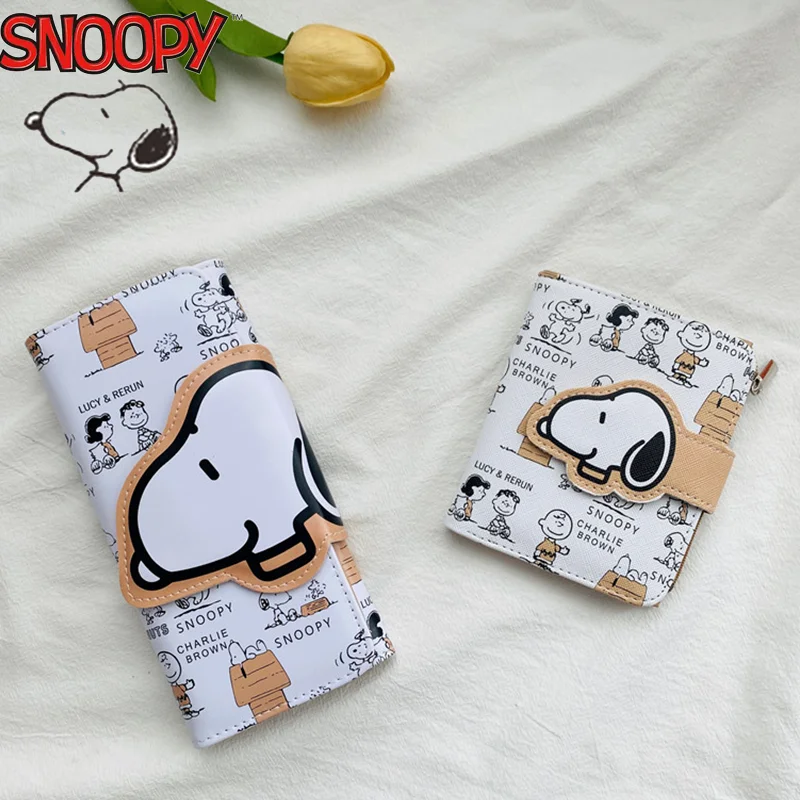 

Snoopy Wallet Coin Spike Kawaii South Korea Ins Cute Cartoon Short Long Purse Two Fold Card Package Coin Purse Christmas Gift