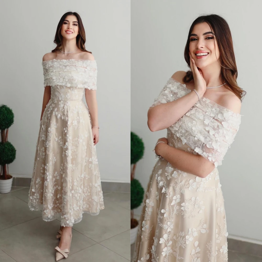 Customized Jiayigong s Applique Formal Evening A-line Off-the-shoulder Bespoke Occasion Ankle Length
