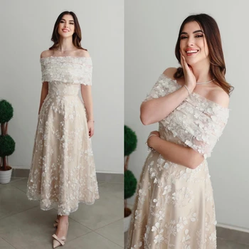 Aplique de jiayigong personalizado, noite formal, linha a, ombro de fora, ocasião sob medida, comprimento do tornozelo